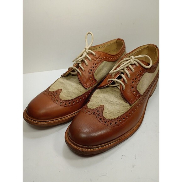 Frye Company John A. Frye Wingtip Oxford Men\'s 11.5D Brown Leather Canvas Brogue main image 4